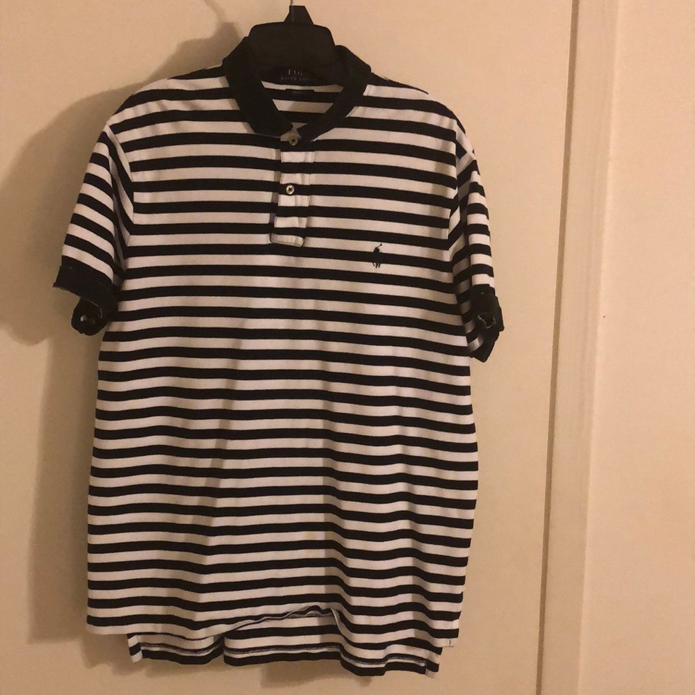 Navy/white striped polo